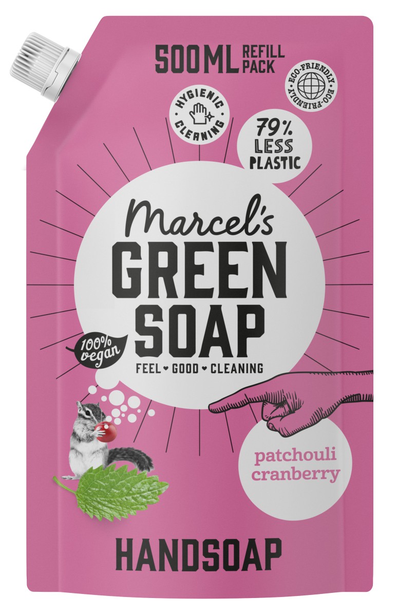 Marcel‘s Green Soap Handzeep navul Patchouli & Cranberry, 500 ml