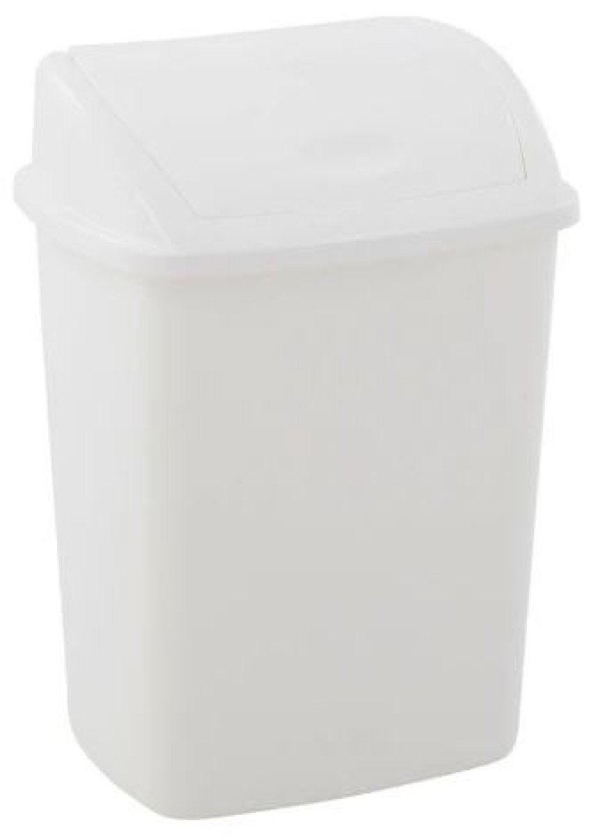 Afvalbak swing deksel, wit 15 liter