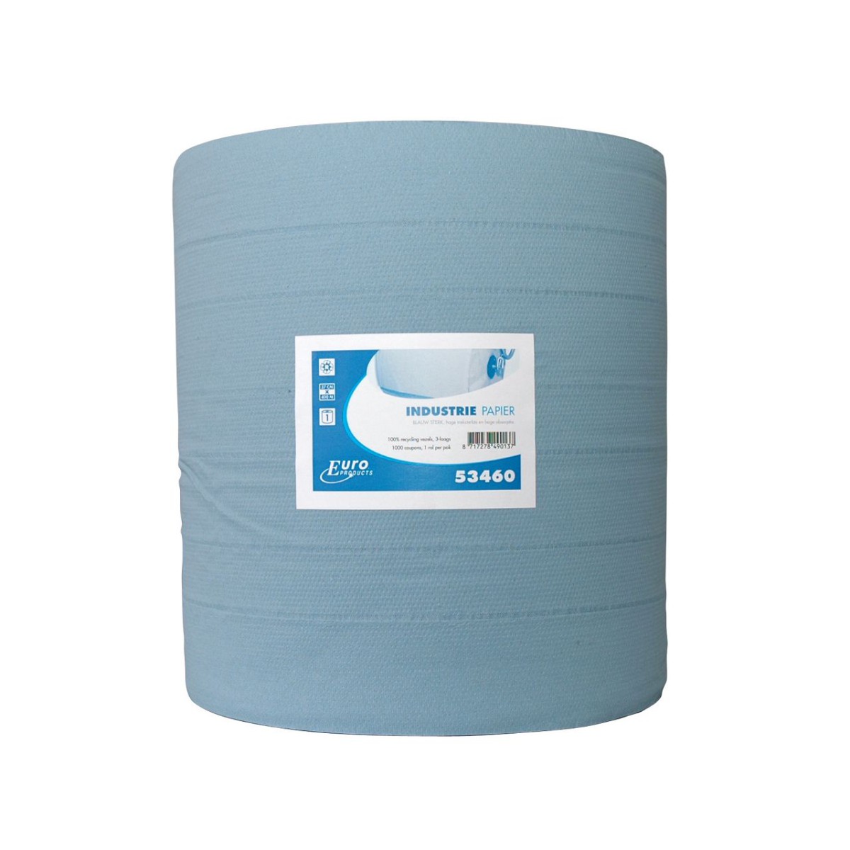 Industrierol verlijmd 3lgs, rec. blauw, 37 cm x 380 meter, 1 rol