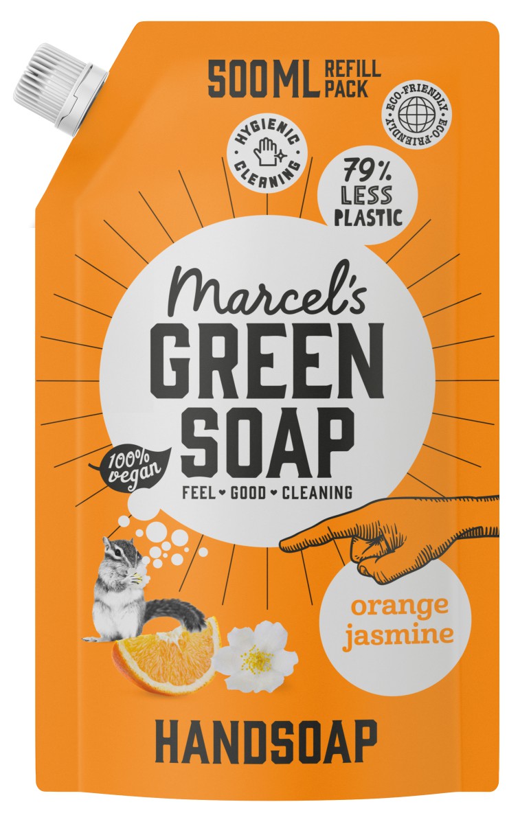 marcels green soap handzeep navul orange jasmine 500 ml